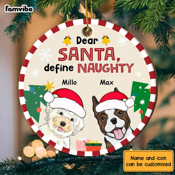 Personalized  Define Naughty Dog Christmas Circle Ornament NB143 32O28 1
