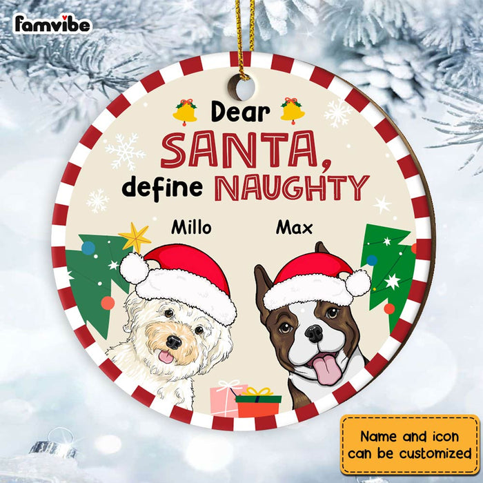 Personalized  Define Naughty Dog Christmas Circle Ornament NB143 32O28 1