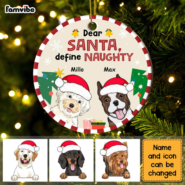 Personalized  Define Naughty Dog Christmas Circle Ornament NB143 32O28 1