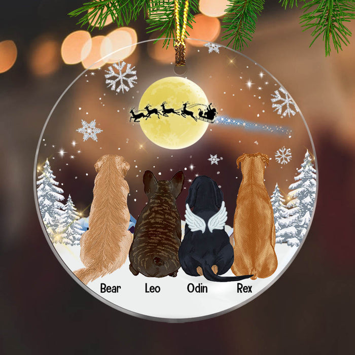 Personalized Dog Christmas Watching Santa Circle Ornament NB111 30O58 1