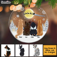 Personalized Dog Christmas Watching Santa Circle Ornament NB111 30O58 thumb 1