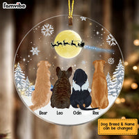 Personalized Dog Christmas Watching Santa Circle Ornament NB111 30O58 thumb 1