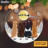Personalized Dog Christmas Watching Santa Circle Ornament NB111 30O58 thumb 1