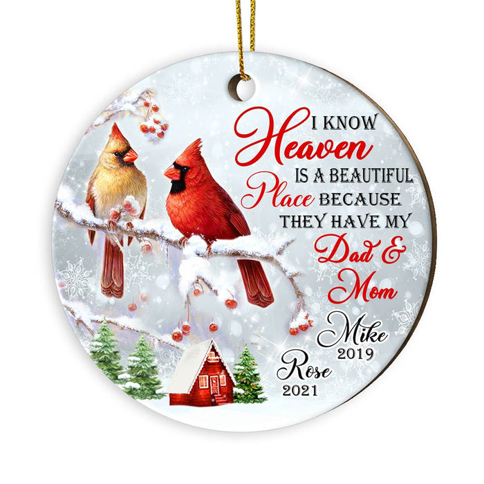 Personalized Cardinal Heaven Is A Beautiful Place Circle Ornament NB112 32O28 1