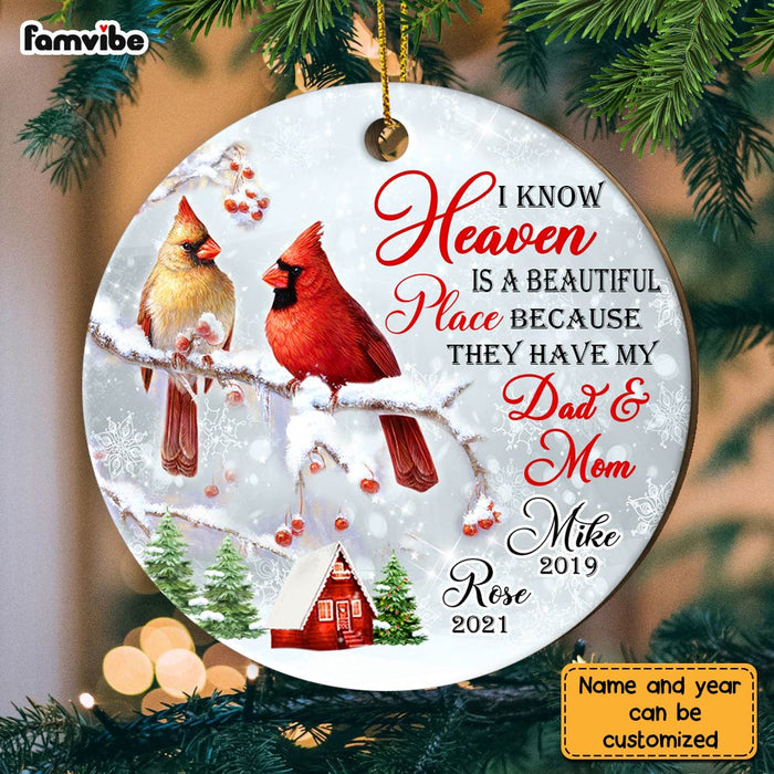 Personalized Cardinal Heaven Is A Beautiful Place Circle Ornament NB112 32O28 1