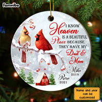 Personalized Cardinal Heaven Is A Beautiful Place Circle Ornament NB112 32O28 thumb 1