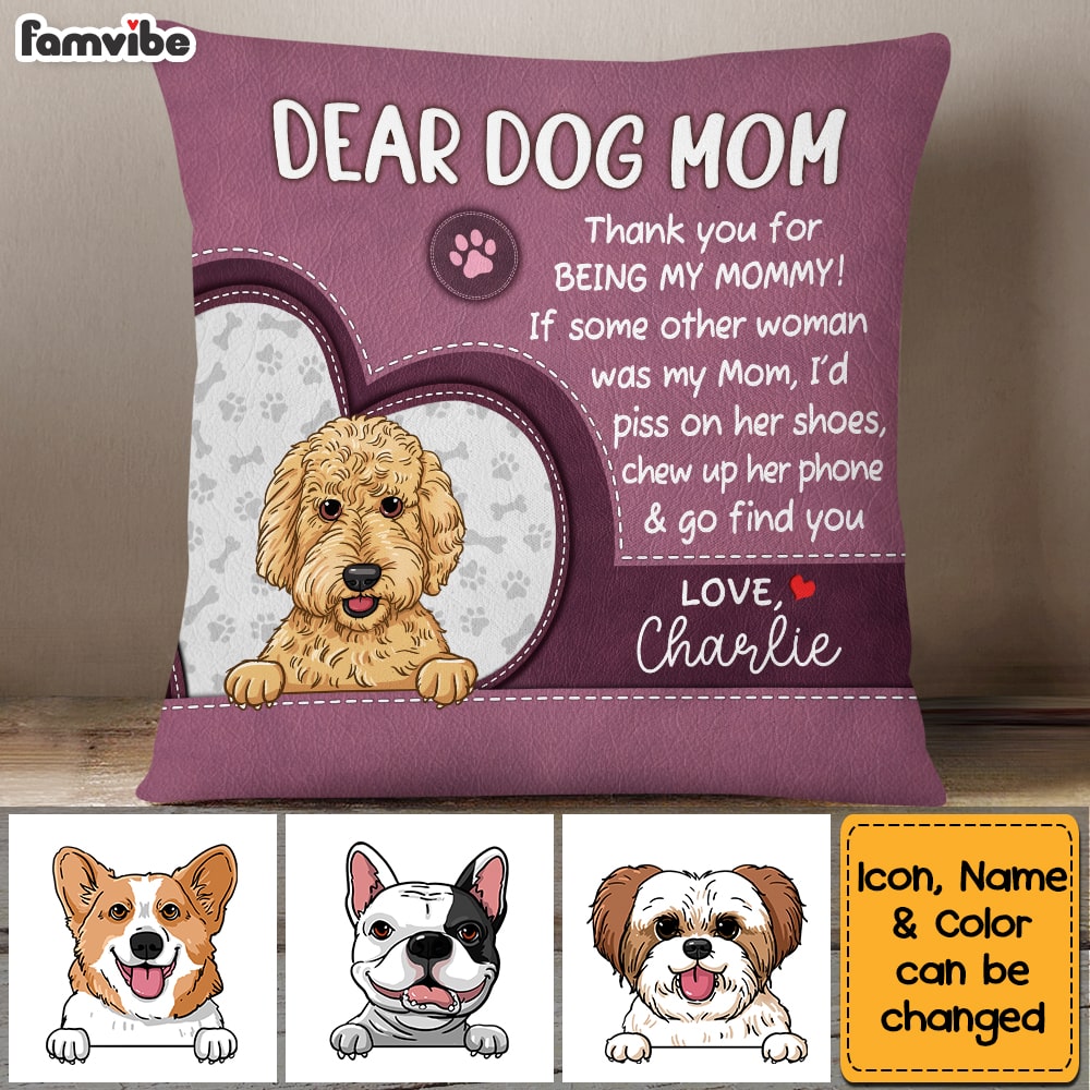 Personalized Dog Mom Pillow NB235 85O53 Primary Mockup