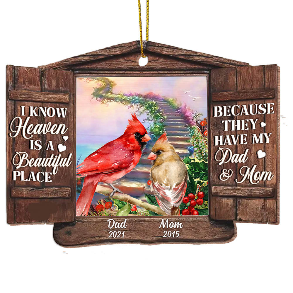 Personalized Memo Cardinal Heaven Is A Beautiful Place Ornament NB113 30O58 Primary Mockup