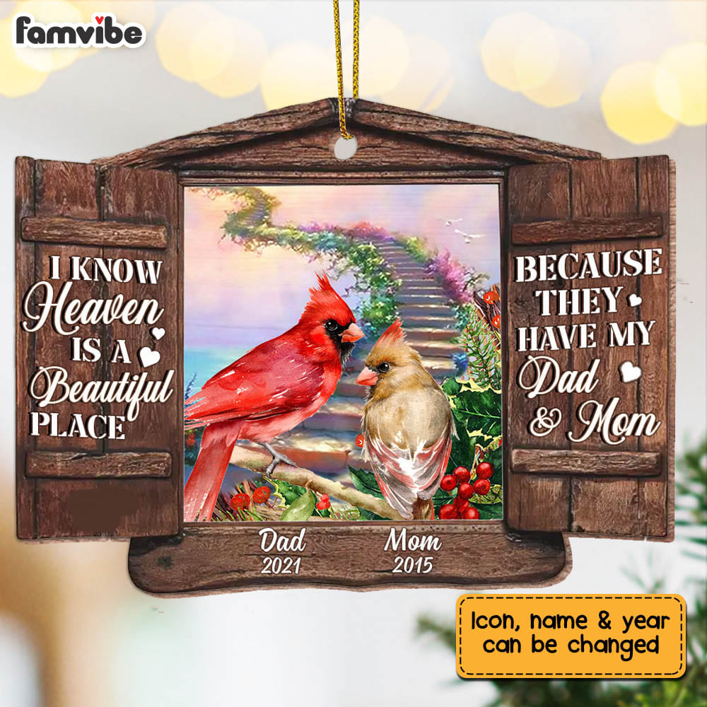Personalized Memo Cardinal Heaven Is A Beautiful Place Ornament NB113 30O58 Primary Mockup