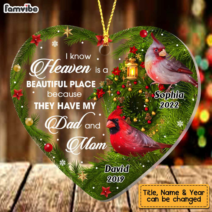 Personalized I Know Heaven Is A Beautiful Place For Loss Of Mom Dad Memorial Heart Ornament NB111 58O47 1
