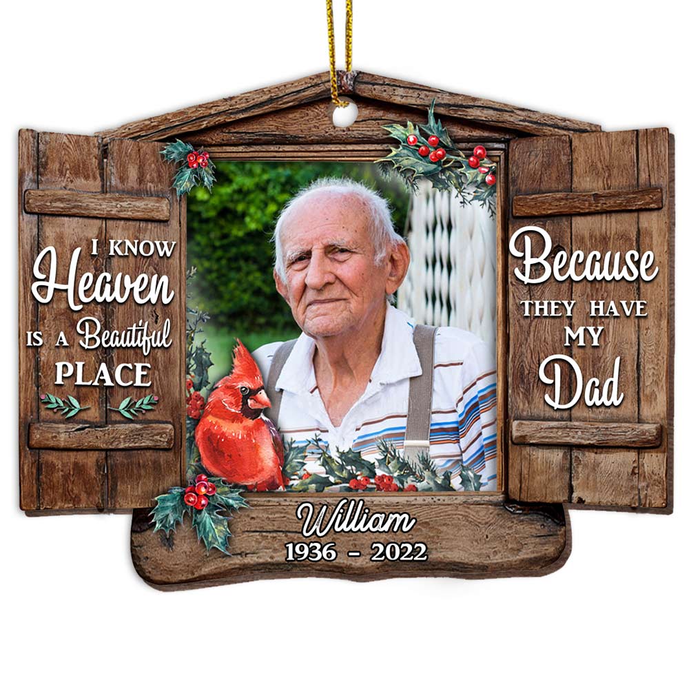 Personalized Memo Cardinal Heaven Is A Beautiful Place Photo Ornament NB141 32O28 Primary Mockup