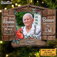 Personalized Memo Cardinal Heaven Is A Beautiful Place Photo Ornament NB141 32O28 thumb 1