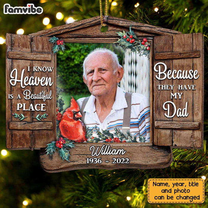 Personalized Memo Cardinal Heaven Is A Beautiful Place Photo Ornament NB141 32O28 1