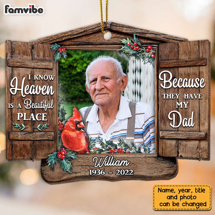 Personalized Memo Cardinal Heaven Is A Beautiful Place Photo Ornament NB141 32O28 1