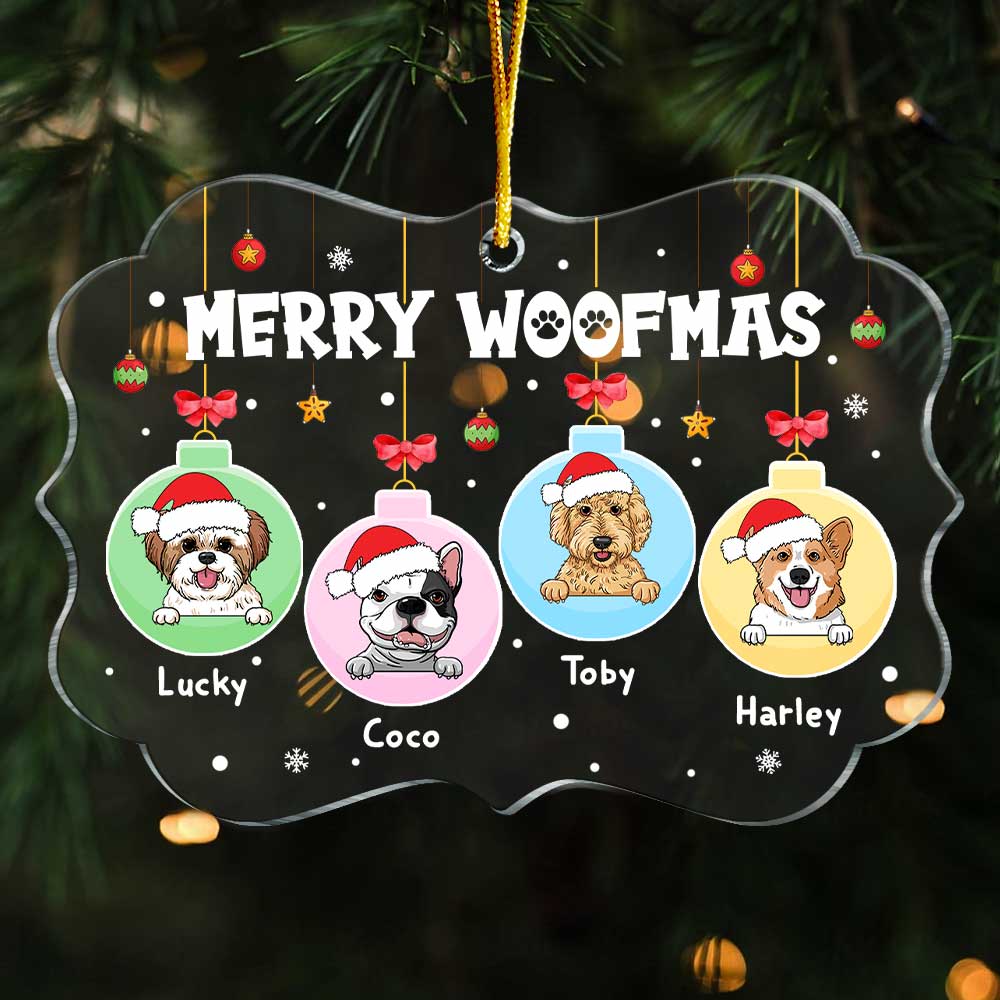 Personalized Merry Woofmas Dogs Benelux Ornament NB181 36O47 Primary Mockup