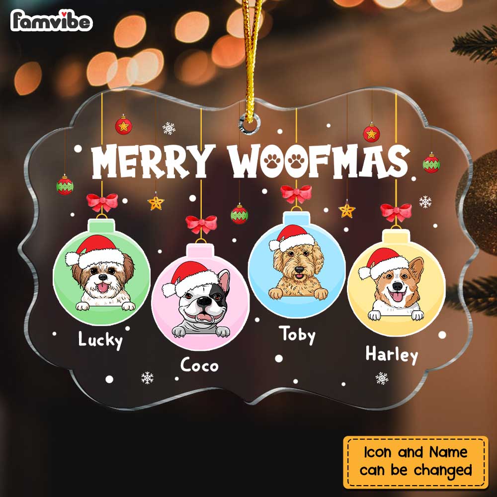 Personalized Merry Woofmas Dogs Benelux Ornament NB181 36O47 Primary Mockup