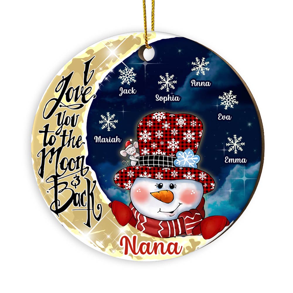 Personalized Grandma Snowman Love You To The Moon And Back Circle