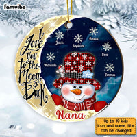 Personalized Grandma Snowman Love You To The Moon And Back Circle Ornament NB163 32O28 thumb 1