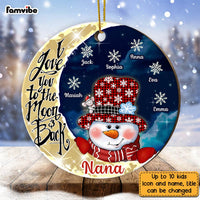 Personalized Grandma Snowman Love You To The Moon And Back Circle Ornament NB163 32O28 thumb 1