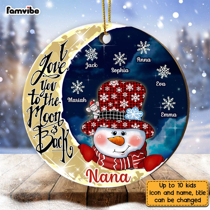 Personalized Grandma Snowman Love You To The Moon And Back Circle Ornament NB163 32O28 1