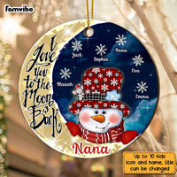 Personalized Grandma Snowman Love You To The Moon And Back Circle Ornament NB163 32O28 thumb 1