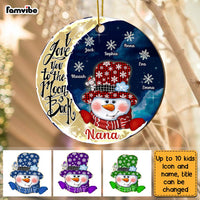 Personalized Grandma Snowman Love You To The Moon And Back Circle Ornament NB163 32O28 thumb 1