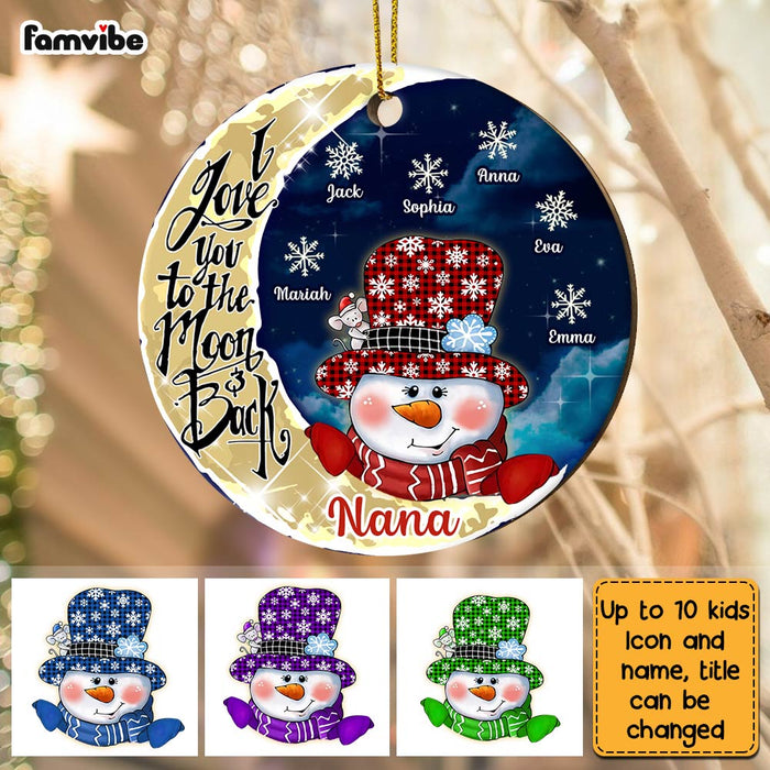 Personalized Grandma Snowman Love You To The Moon And Back Circle Ornament NB163 32O28 1