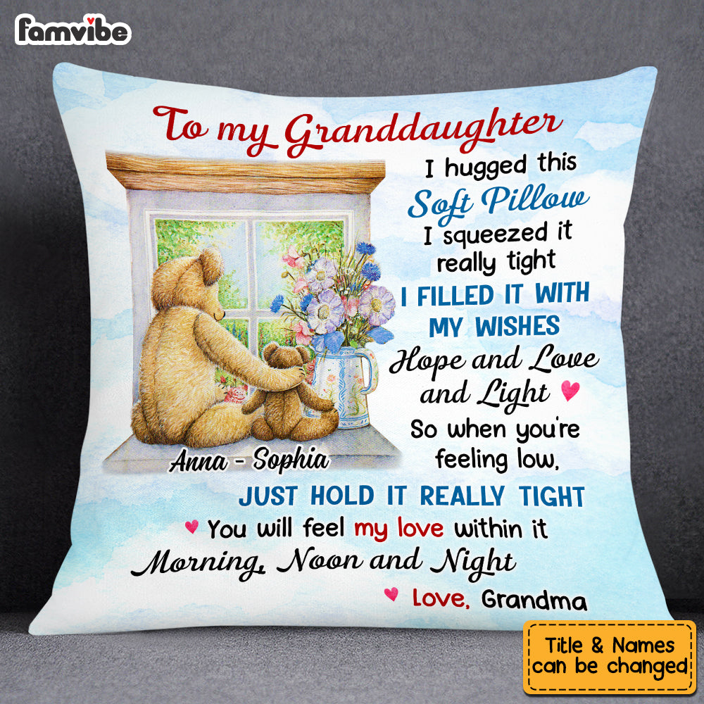 Personalized Bear Granddaughter Hug This Pillow NB243 36O53 Primary Mockup