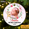 Personalized Baby First Christmas Photo Deer Circle Ornament NB151 85O28 1