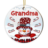 Personalized Grandma Snowman Circle Ornament NB93 36O28 thumb 1