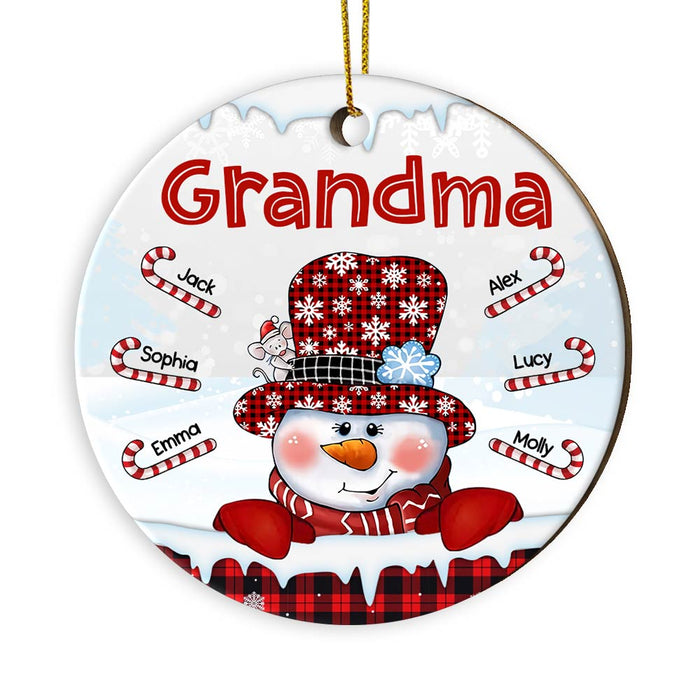 Personalized Grandma Snowman Circle Ornament NB93 36O28 1