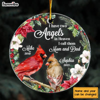 Personalized I Have Two Angels Mom Dad Memorial Cardinals Circle Ornament NB154 58O28 thumb 1