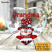Personalized Grandma Snowman Heart Ornament NB93 36O28 thumb 1