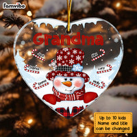 Personalized Grandma Snowman Heart Ornament NB93 36O28 thumb 1