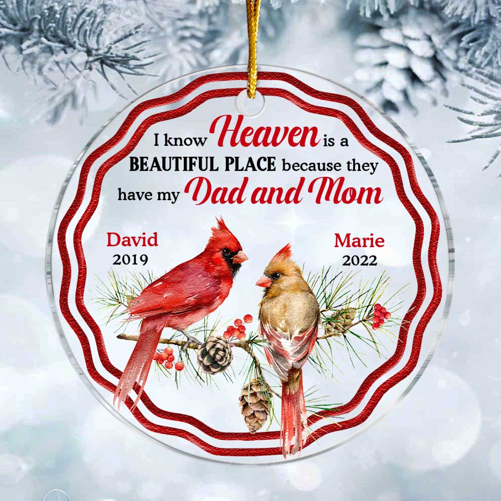 Personalized Heaven Is A Beautiful Place Cardinal Circle Ornament NB162 23O47 Primary Mockup