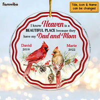 Personalized Heaven Is A Beautiful Place Cardinal Circle Ornament NB162 23O47 thumb 1