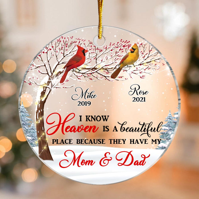 Personalized Memo Cardinal I Know Heaven Is Beautiful Circle Ornament NB121 30O28 1