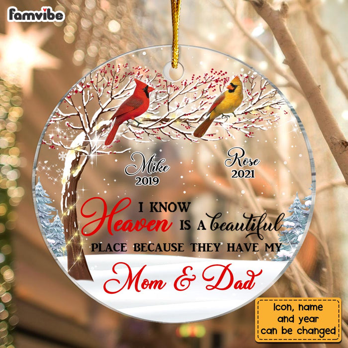 Personalized Memo Cardinal I Know Heaven Is Beautiful Circle Ornament NB121 30O28 1