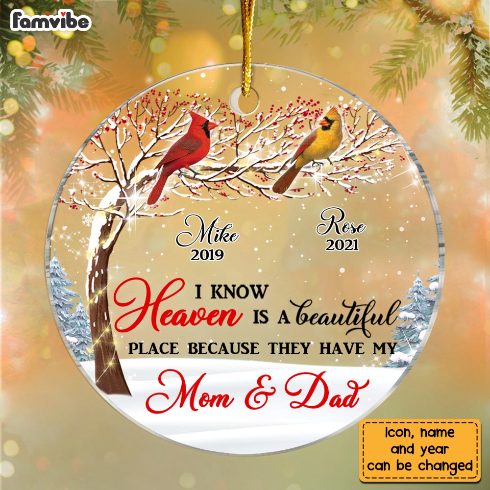 Personalized Memo Cardinal I Know Heaven Is Beautiful Circle Ornament NB121 30O28 Primary Mockup