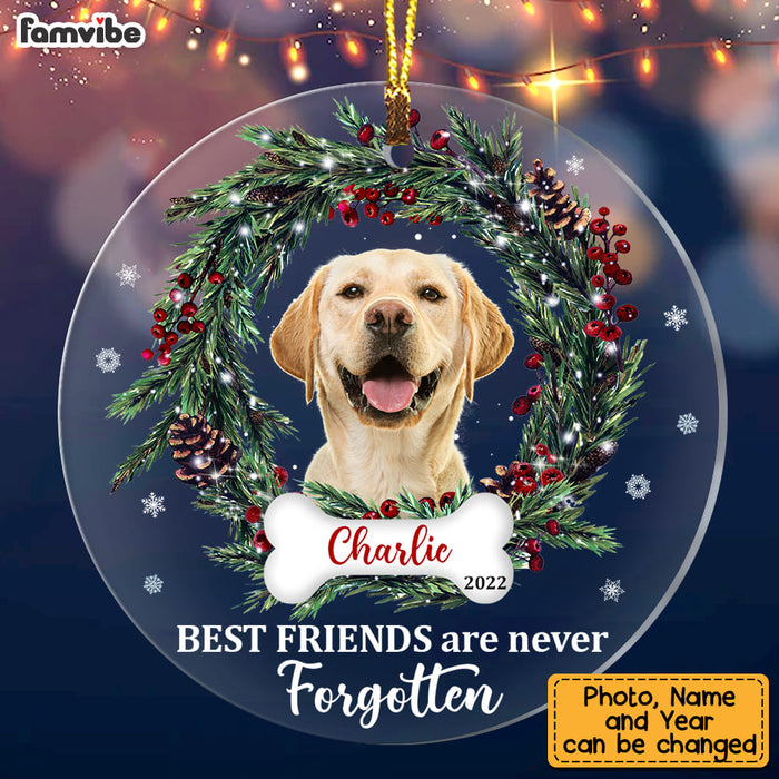 Personalized Memo Friends Are Never Forgotten Dog Photo Circle Ornament NB183 32O53 1