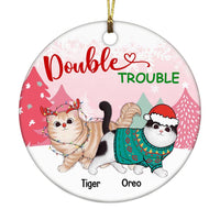 Personalized Cat Christmas Double Trouble Circle Ornament NB176 30O58 thumb 1