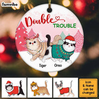 Personalized Cat Christmas Double Trouble Circle Ornament NB176 30O58 thumb 1