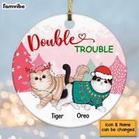 Personalized Cat Christmas Double Trouble Circle Ornament NB176 30O58 thumb 1
