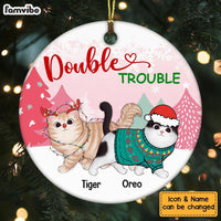 Personalized Cat Christmas Double Trouble Circle Ornament NB176 30O58 thumb 1