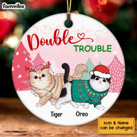 Personalized Cat Christmas Double Trouble Circle Ornament NB176 30O58 thumb 1
