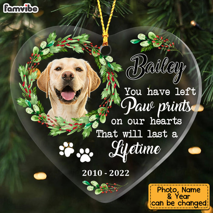 Personalized Dog Memo You Have Left Paw Prints On Our Hearts Heart Ornament NB191 32O53 1