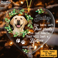 Personalized Dog Memo You Have Left Paw Prints On Our Hearts Heart Ornament NB191 32O53 thumb 1