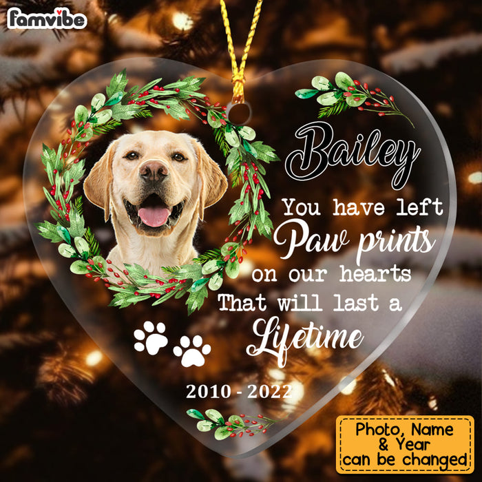 Personalized Dog Memo You Have Left Paw Prints On Our Hearts Heart Ornament NB191 32O53 1