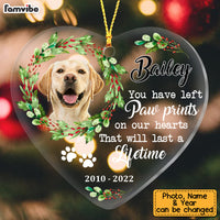 Personalized Dog Memo You Have Left Paw Prints On Our Hearts Heart Ornament NB191 32O53 thumb 1
