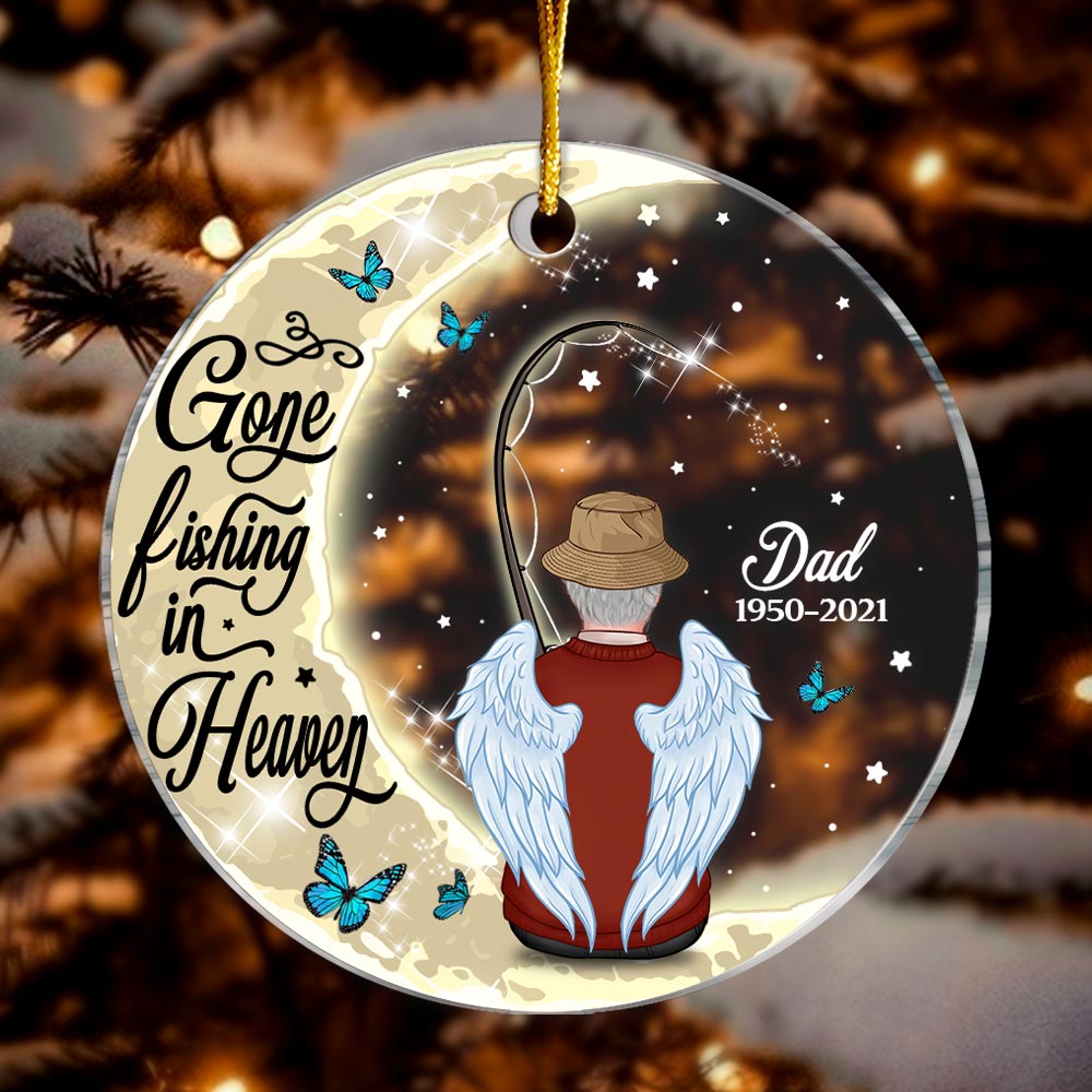 Personalized Memo Gone Fishing In Heaven Circle Ornament NB191 30O28 Primary Mockup
